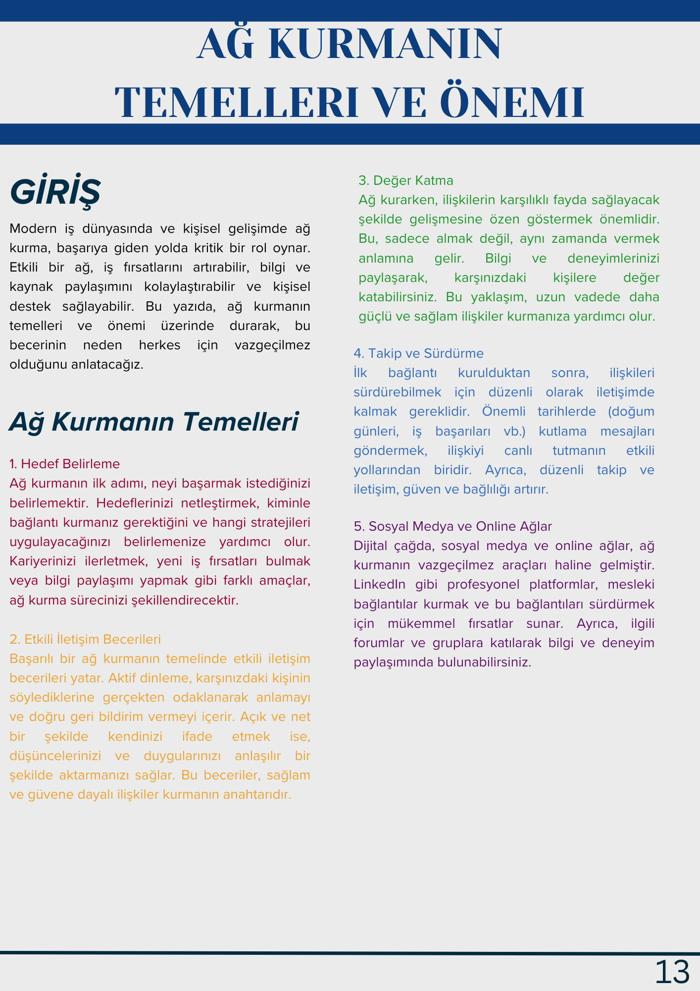 AĞ KURMANIN TEMELLERİ